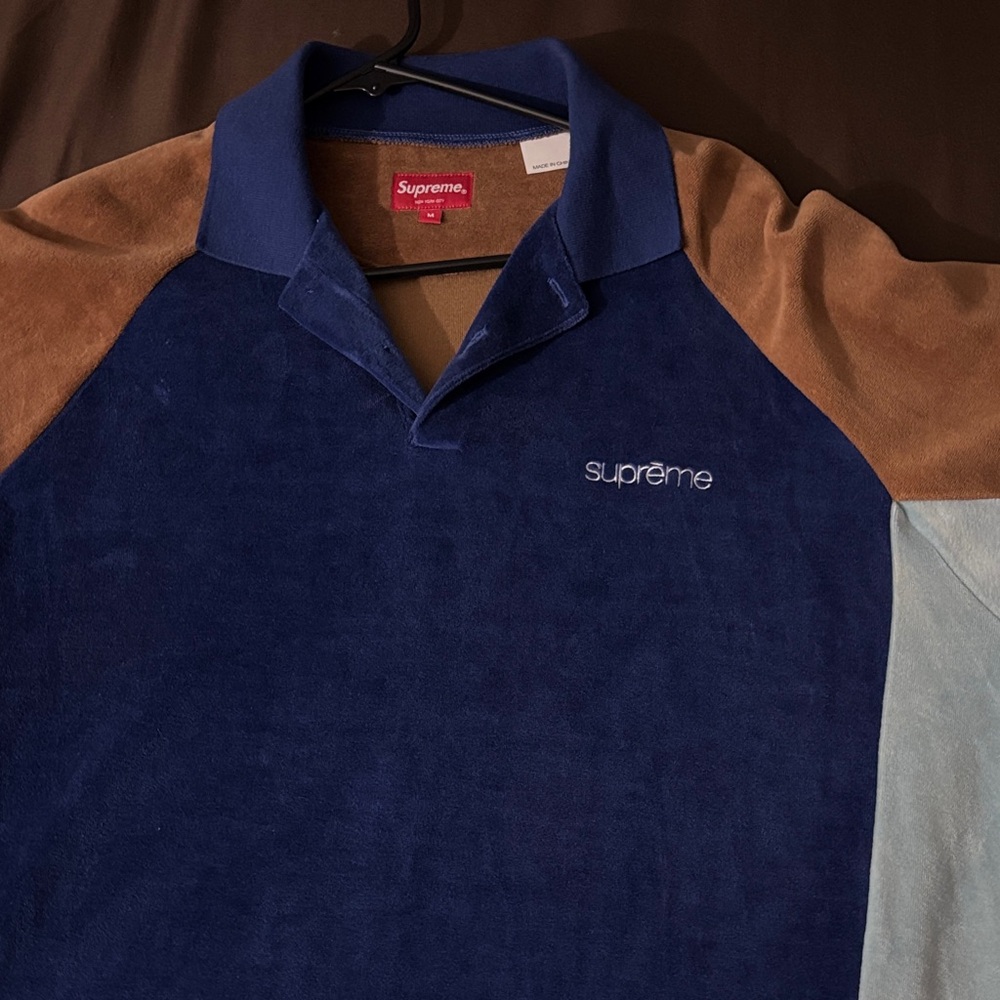 Supreme Men's Navy and Tan Polo Shirt